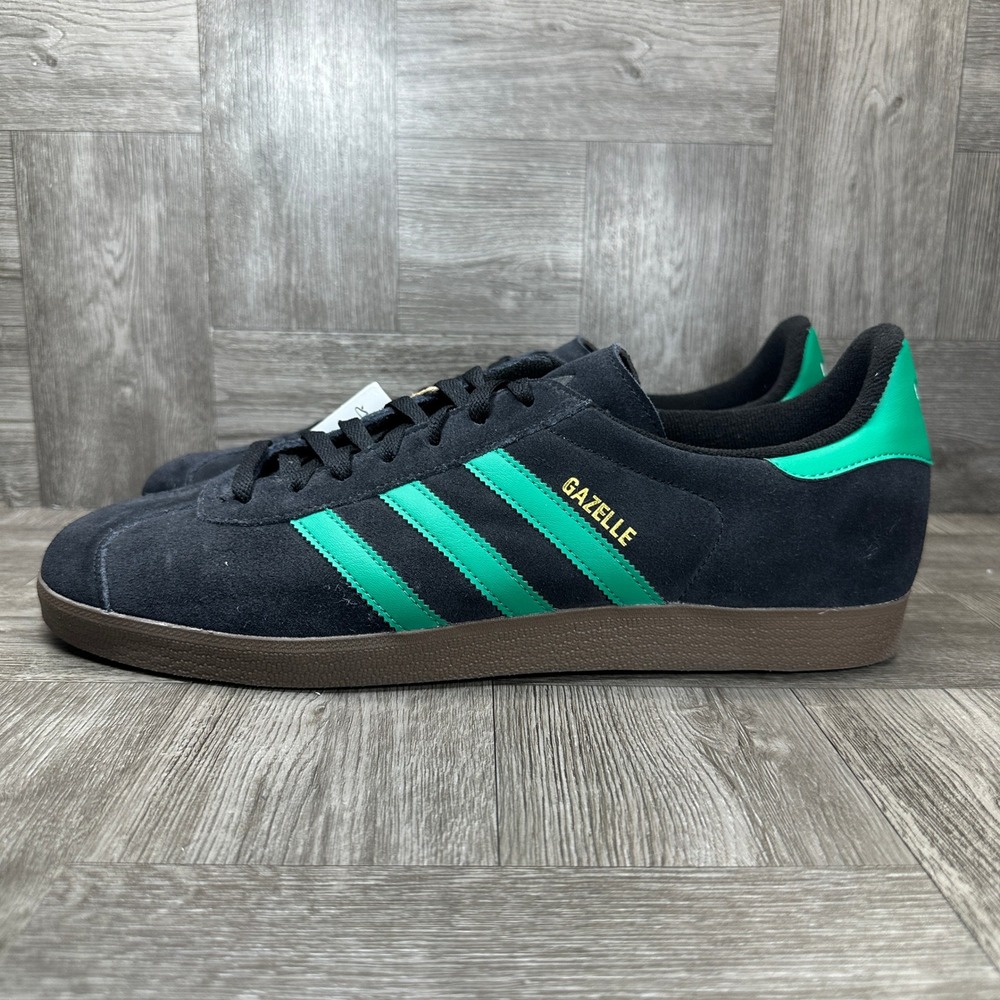 Adidas Gazelle Mens 14 Black Suede Green Gum Retro Classic NEW JH5394 - Picture 2 of 8